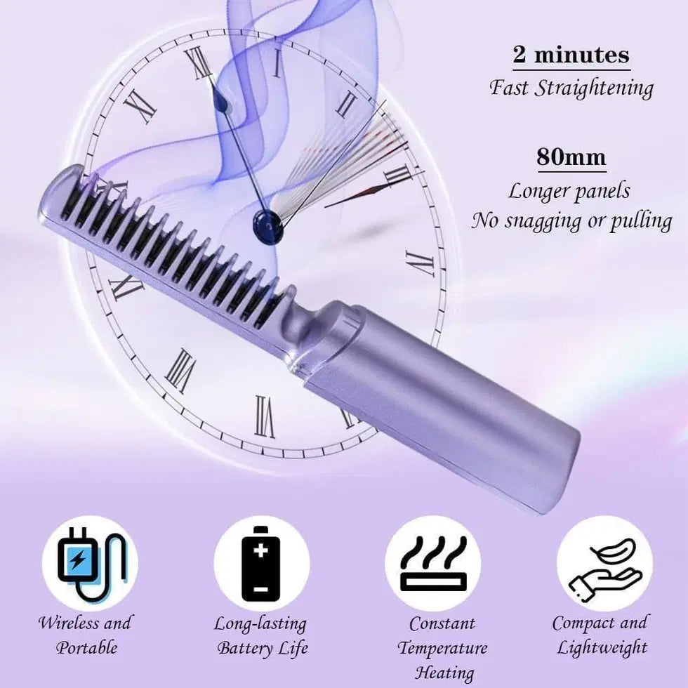 Meneflix Cordless Mini Hair Straightener Hot Comb